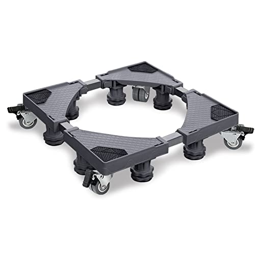 Froadp Base per lavatrice a 8 piedi, con 4 ruote, base impilabile, portata 300 kg, grigio, piedistalli e telaio per lavatrici, frigoriferi e asciugatrici (larghezza regolabile 45-75 cm)