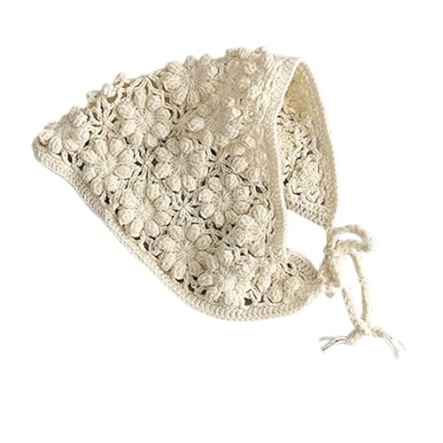 Crochet Hat, Adjustable Knit Baby Head Scarf Delicate Openwork Pattern Comfortable For Infants Kids Pastoral