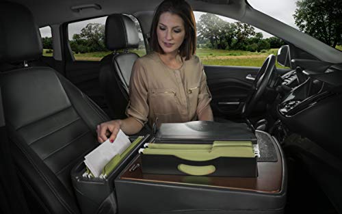 Image of AutoExec AE-FMEF-PS-21M Efficiency FileMaster Car Desk for Your Vehicle Workstation and Mobile Office, Mahogany with Printer Stand | Vehicle Workstation, Mobile Office, Printer Stand