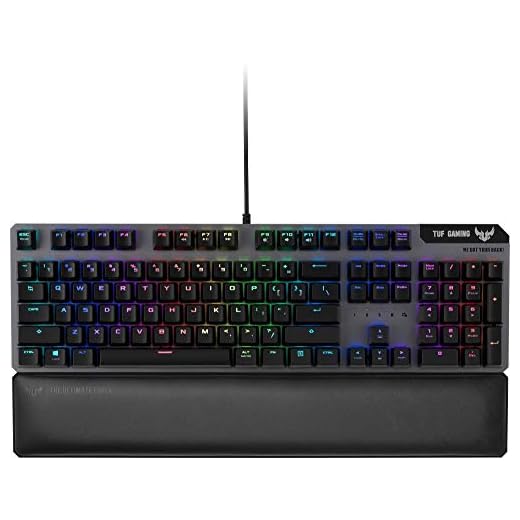 Asus TUF Gaming K7 - Teclado Mecánico óptico, 2.5 Veces más ràpido, Reposamuñecas, RGB, Macros, configura con la versión Software Armoury II