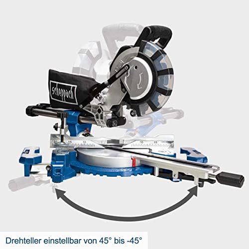 Bild 5 - Scheppach HM254SPX Kappzugsäge inkl. 2.Sägeblatt - 2200W, Ø254mm | Schnittbreite/höhe: 340mm x 90mm | inkl. Laser | Aluauflagen, Drehtisch mit Schnellarretierung, Kappsäge Gehrungssäge