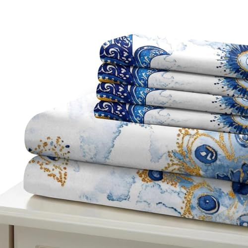 Linge de lit bleu Hamsa pour des nuits douces et relaxantes - 7