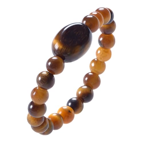 Corajeely Natural Gemstone Elastic Ring, Stretch Ring for Women, Tiger's Eye, Jewelry Gift