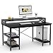 Tribesigns Computer Desk with Storage Shelves, 55 inch Large Modern Office Desk Computer Table Studying Writing Desk Workstation with Hutch for Home Office (Black)