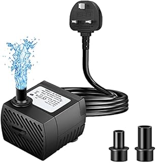 IceMoon 5W 95GPH Submersible Water Pump,350L/H Ultra-Quiet High Lift Fountain Water Pump,with 6.23Ft/1.9M Power Cord and 2 Nozzles for Aquarium,Pond,Fish Tank,Statuary Water Pump Hydroponics