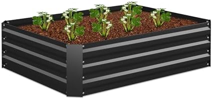 Relaxdays Carré Potager, métal galvanisé, Fleurs, Plantes et légu...