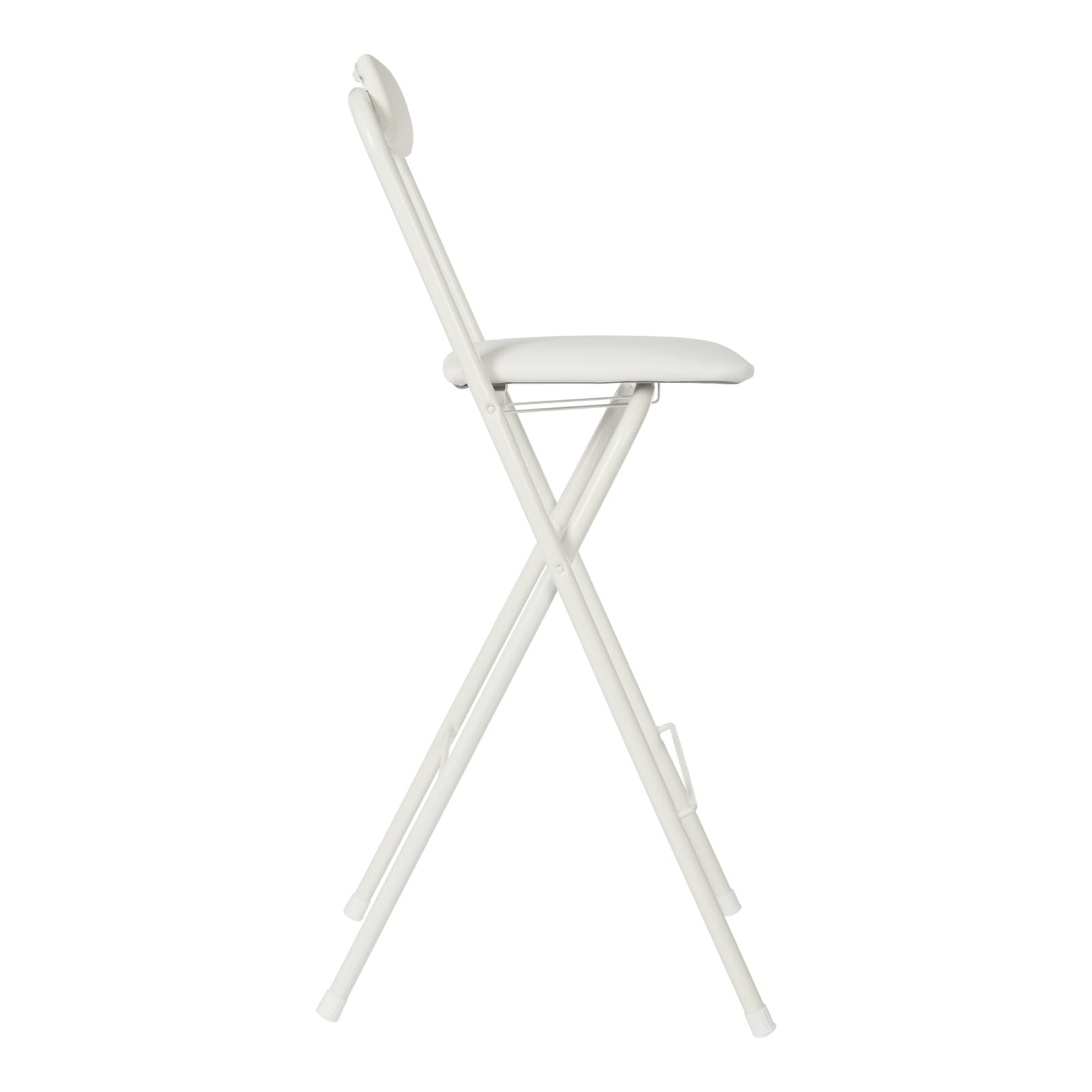 Barhocker Klappbar Gepolstert, Klappbarer Hochstuhl Erwachsene Schwarz mit Lehne und Fußstütze, Barhocker Outdoor Wetterfest für Balkonen, Büros, Bars, Speisesälen (Weiß–Quadrat Sitz,1 Stück 70cm)