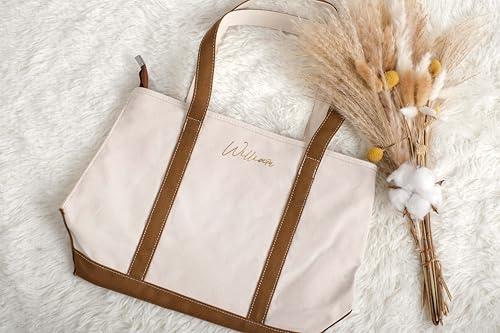 Women's Custom Embroidered Tote Bag with Name, Foldable Tote Bag with Zipper, Suitable for Travel & Work3