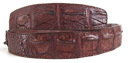 Julie Genuine Real Backbone Crocodile Skin Leather Men's Brown Belt 48"4