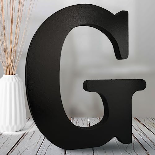 AOCEAN 8 inch Black Wood Letters Unfinished Wood Letters for Halloween Decorative Standing Letters Slices Sign Board Decoration for Craft Home Party Projects (G)