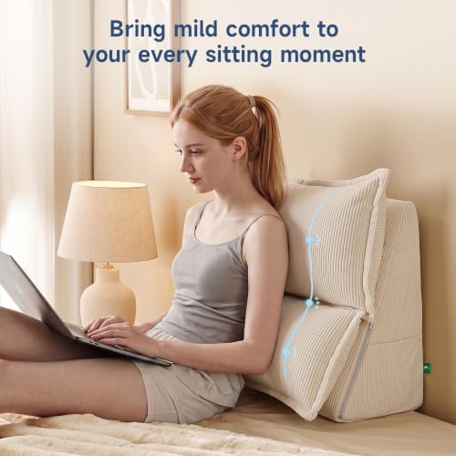 Z-hom Large Wedge Pillow Headboard for Bed, Triangular Back Rest Pillow - 1
