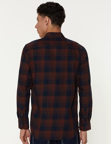 Image of Peter England Men's Checkered Cotton Shirt | Smart Casual | Full Sleeves