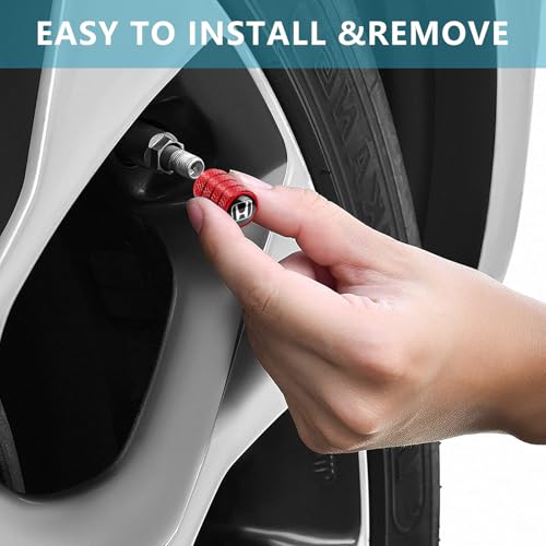 Image of 4pcs Tire Valve Stem Caps, Compatible with Honda Series Stem Cap Universal Car Air Cover Car Accessories for Cars, SUV, Truck, Motorcycles Red