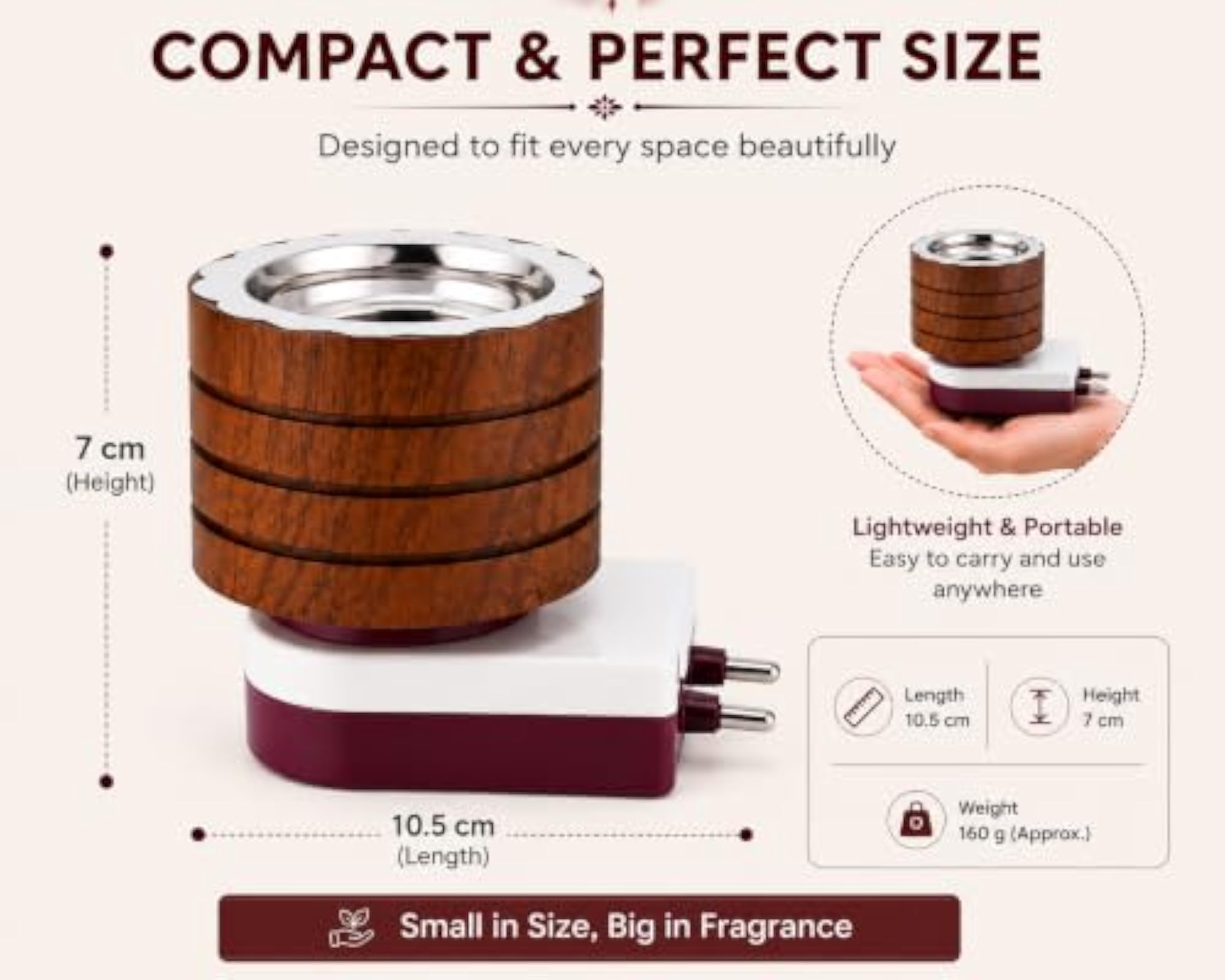 Electric Kapoor Dani, Camphor Diffuser with Stainless Steel Plate