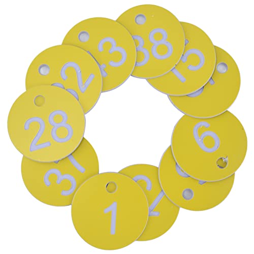 Septpenta 50 Etiquetas de Panal, Materiales ABS, con Números, Etiquetas Circulares Brillantes, con Agujeros, para La Apicultura, La Cría de Animales(Amarillo pálido (1-50))