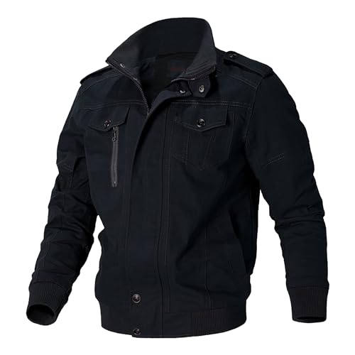 Manteau léger homme style militaire col montant veste cargo coton pour le week-end
