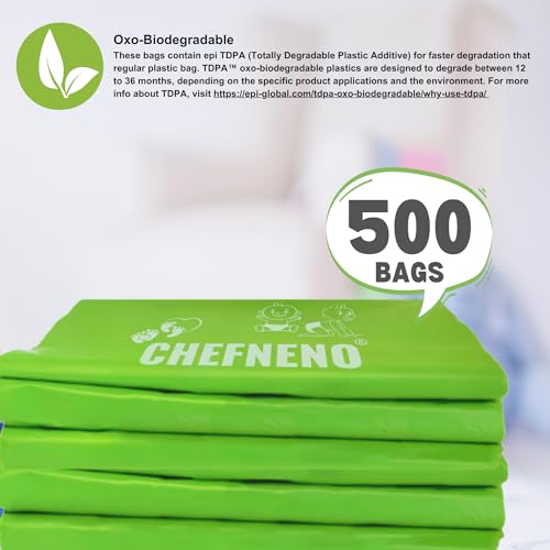 Baby Diaper Bag Disposable Biodegradable Unscented Easy Tie Handles (500 Bags) Made w/EPI Additive Bulk Diaper Sacks Dog Poop Waste Bags Cat Litter Clump & Poop Bags Sanitary Pad Waste Bags (500 ct.)