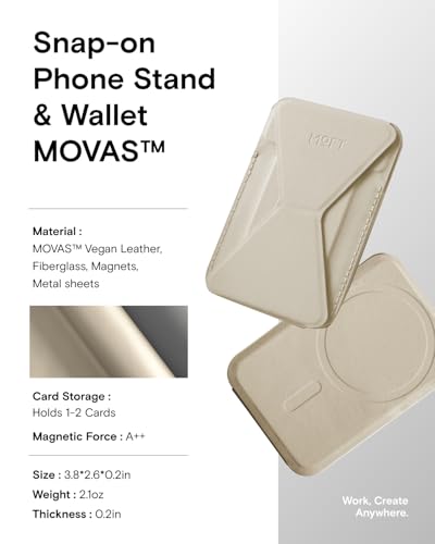 Image of MOFT Magnetic Wallet Stand Compatible with iPhone 16 /15 /14 /13 /12 Series, Angle Adjustment & MOVAS Phone Stand, Light Earthen Beige