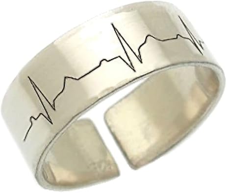 Personalized Heartbeat Ring - Beat Pulse Symbol Sterling Silver Band, Custom Pulse Ring - Unique Girlfriend gift - Gift for Wife - Birthday Gift For her