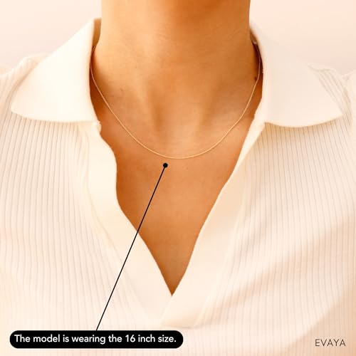 EVAYA 14K Gold Rolo Chain Necklace for Women & Men (1mm Width, 14-24" Length) - Cadenas de Oro Puro de 14K2