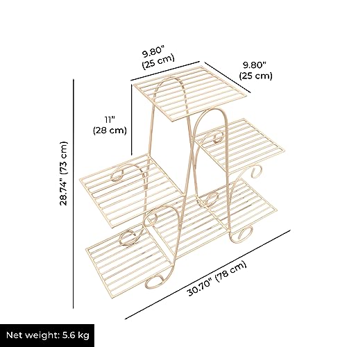 TrustBasket Marvel Planter Stand (Ivory) | Metal Pot Stand for multiple plants | Indoor/Outdoor | For Balcony, Living Room Decor | For 6 Planters