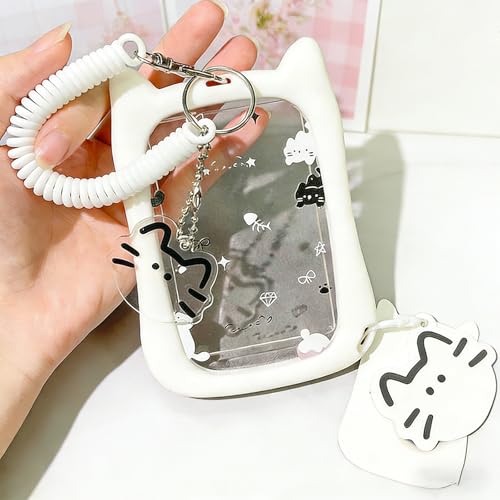 1 Stück Photocard Holder, Kpop Fotokarten Halter, Kpop Photocard Holder Weiße Katzenohren Design, Photocard Holder Kpop Ideal für Idol Sammler und Studenten, 11.5 x 8 cm
