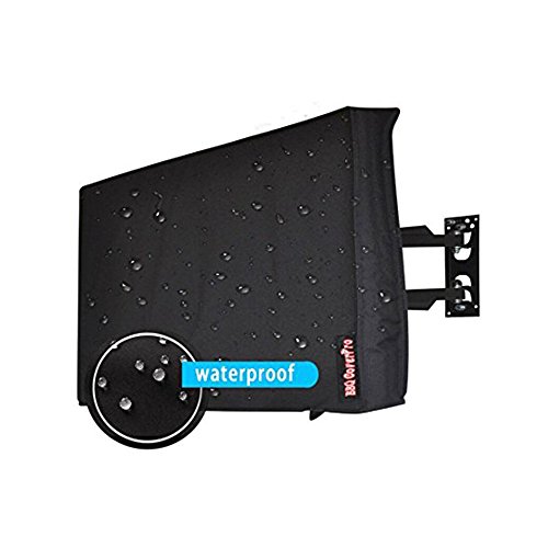 Outdoor 29"TV Cover, Black Weatherproof Universal Protector for 32'' LCD, LED, Plasma Television Sets - Compatible with Standard Mounts and Stands. Built In Remote Controller Storage Pocket