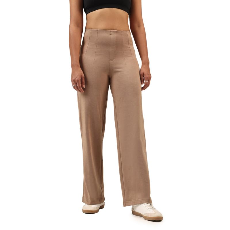 Image of BlissClub Womens Work-to-Wine Twill Wide Dart Pants Insanely Breathable Elasticated Waistband 2 Pockets Mock Fly | Wide Silhouette Stylish Pleats