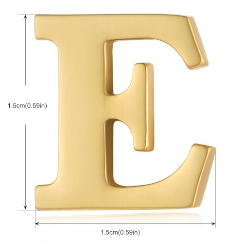 Image of HONEY BEAR Mens Womens Initial Alphabet Letter Lapel Pins Collar Badge Brooches for Business Wedding Graduation Gift Matte Gold 0.59 inches