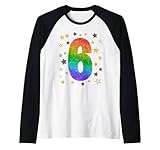 6th Birthday Six Years Old Number 6 Rainbow 6 Tee