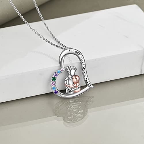 Yfn Grandma Nana Necklace Gifts From Granddaughter Sterling Silver Heart Necklaces 18" #TOP1