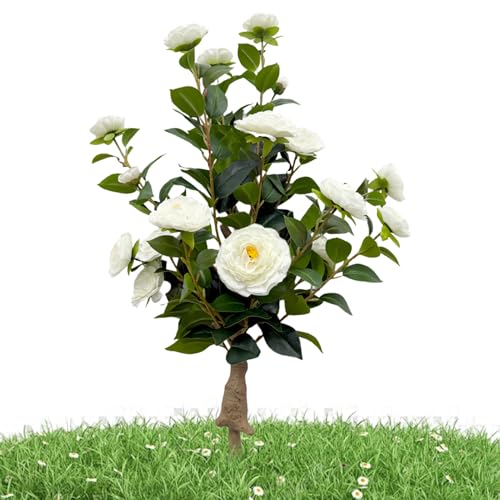 Fleurs artificielles camélia réaliste pour balcons ombragés et sols difficiles - 2
