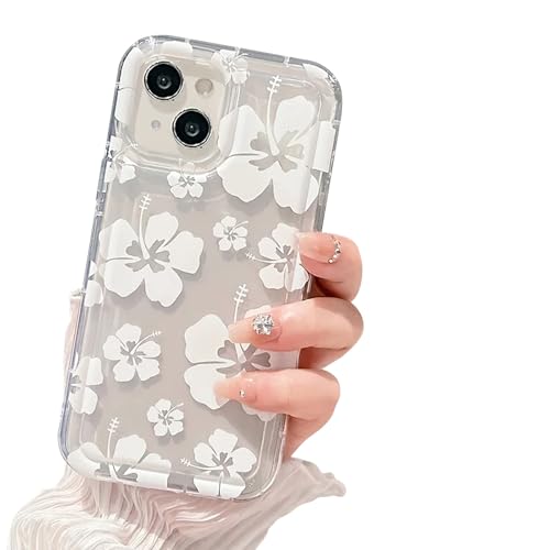 2x IPhone 16 Hüllen – Transparent, Mit Hibiskus-Blumen & Qualle Design, Stoßfest
