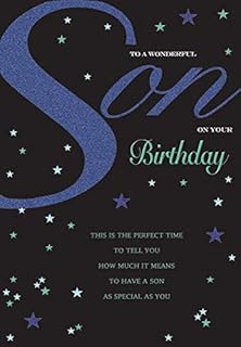 Piccadilly Greetings Modern Birthday Card Son -,black blue - 9 x 6 inches