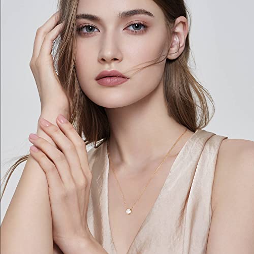 Moosea 0.8Ct Moissanite Pendant Necklace For Women, Round Cut D Color Vvs1 Clarity Lab Created Diamond Necklace 14K Yellow Gold Vermeil Bezel Setting Moissanite Pendant Necklace For Women Jewelry #TOP4
