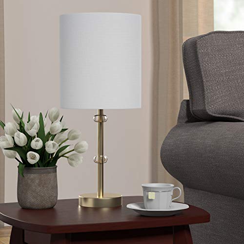 Amazon Brand – Ravenna Home Contemporary Metal Table Lamp With Acrylic Accents, Led Bulb Included, 19.5"H, Antique Brass #TOP5