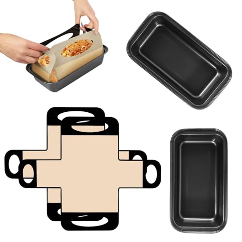 GFUEIGJ 2er Set Brotbackform Kasten Antihaft Kastenform Brot mit 2 Backmatte Karbonstahl Rechteckig Kastenform Kuchen zum Kuchen/Toastbrot (27.5x15x6 CM)