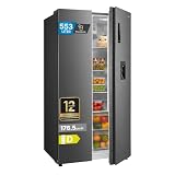 Midea Side-by-Side Kühlschrank 553L, mit Wasserspender ohne Festanschluss, Inverter Kompressor, No Frost, 360° Multi Air Flow, SuperCool & SuperFreeze, 37 dB leise, Steel Gray MDRS710FGD46W
