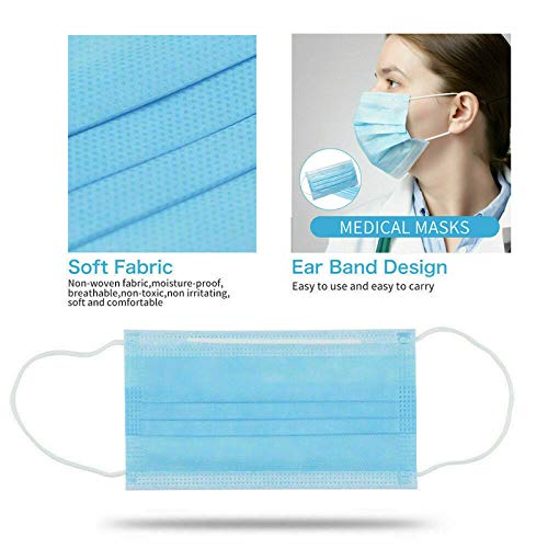 SALUTE 50pcs Face Masks Disposable 3 Layers Dustproof Mask Facial Protective Cover Masks Set Anti-Dust - Blue
