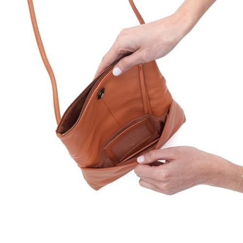 Image of HOBO Grant Leather Small Foldover Crossbody Bag with Crossbody & Shoulder Strap, Zip Pocket, Card Compartment