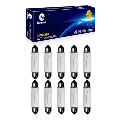 Lanuovx 10 Pack Festoon Bulb 12V 10W Xenon Bulb Sv8.5-8 T3.25 10X44mm