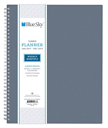 Blue Sky 2017 Weekly & Monthly Planner, Wire-O Binding, Metallic Blue Cover, 8.5