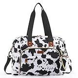 Tuwubi Diaper Bag Tote,Baby Diaper Bag with Pacifier Case Large Travel Diaper Tote Caddy for Mom and Dad Multifunction Large Baby Bag - Cow Print