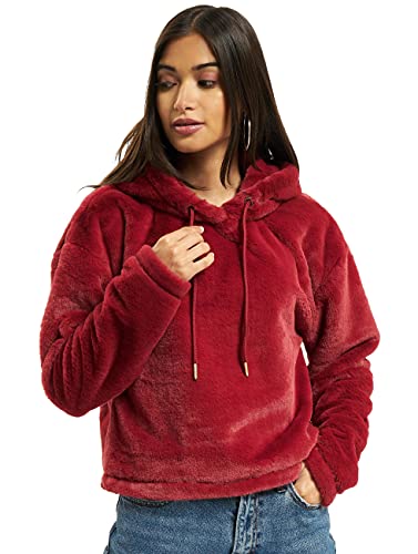 Urban Classics Ladies Oversize Short Teddy Hoody Sweat-Shirt À Capuche, Rouge (Burgundy 00606), X-Large Femme