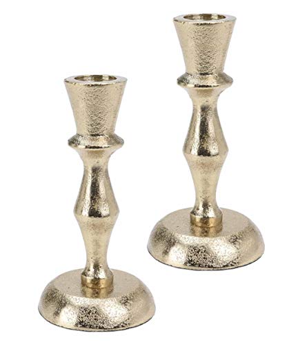 Juego de 2 candelabros de metal, 12,5 cm de altura, color dorado envejecido (juego de 2) Cover