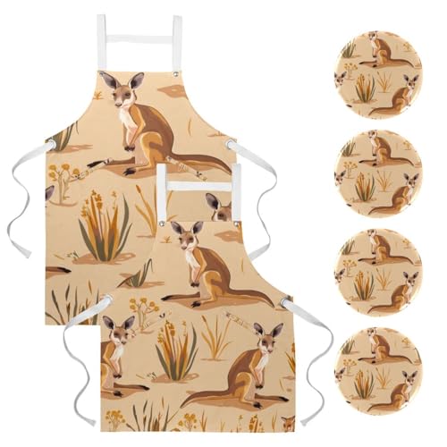 Tablier de cuisine抗污 lot de 2 avec poches kangourou pour éviter les taches en pâtisserie