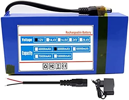 Bateria De Lítio De 12 V, 18650 40AH, 50AH, 60AH, 70AH Bateria De Íon De Lítio, Com Carregador De 12,6 V1A + Cabo De Barramento CC, Para Poderoso Transmissor Sem Fio, Câmera De CFTV E Assim Por Di