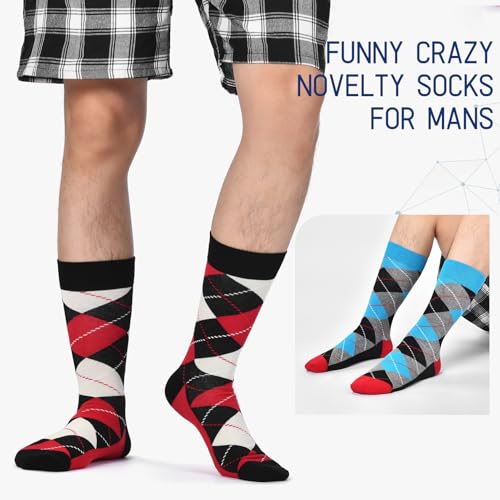 HSELL Mens Funny Pattern Dress Socks Crazy Design Cotton Socks Novelty Gifts for Men