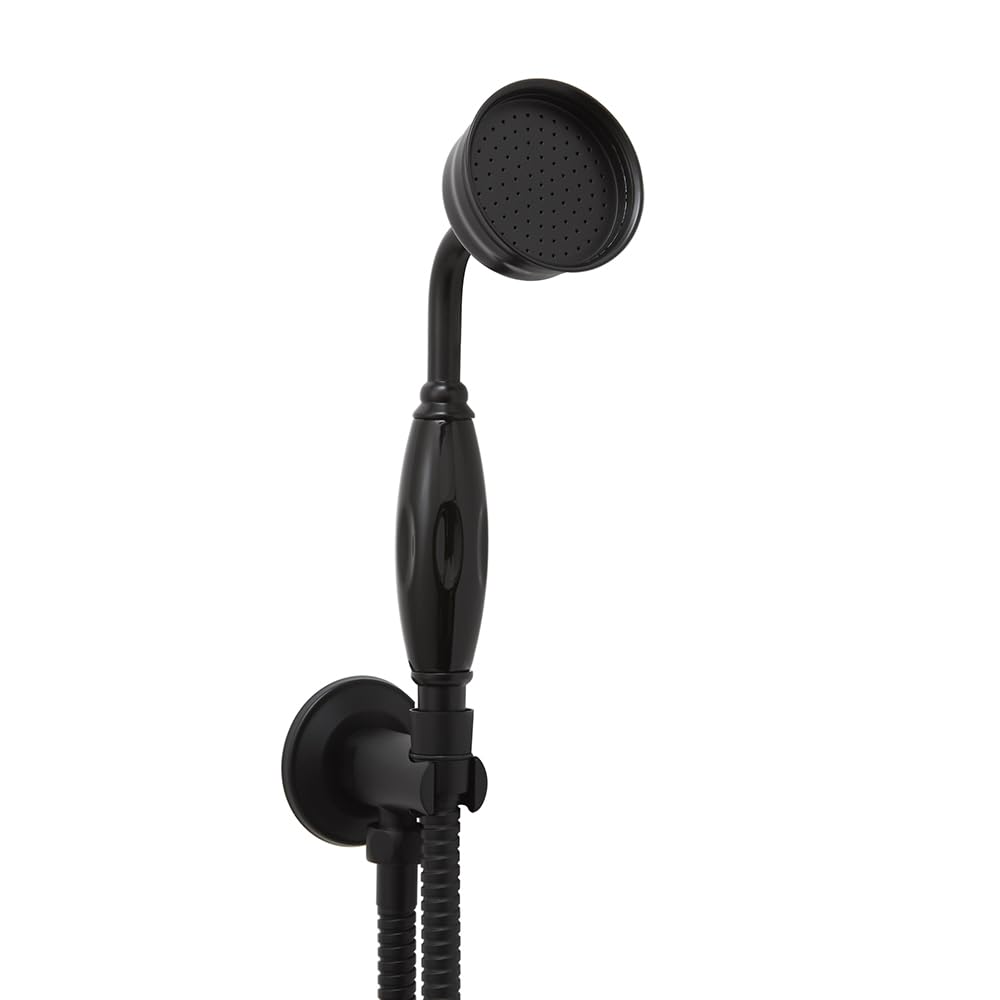 Milano Black Elizabeth Telephone Style Hand Shower Handset Outlet Elbow Bracket