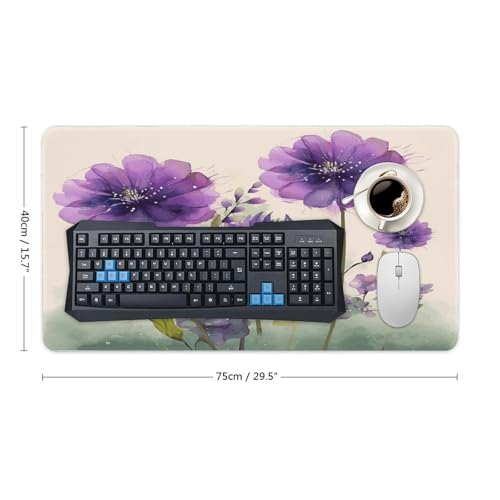 Tapis d'écriture grand format antidérapant avec motif violet aquarelle